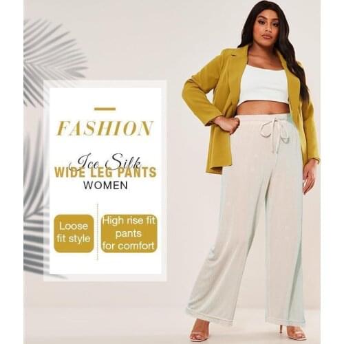 Ice Silk Wide Leg Pants Women