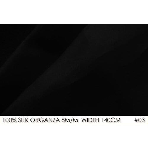 100% SILK ORGANZA 140cm width 8momme Natural Silk Tulle Fabric Head Scarf Material Pure Black