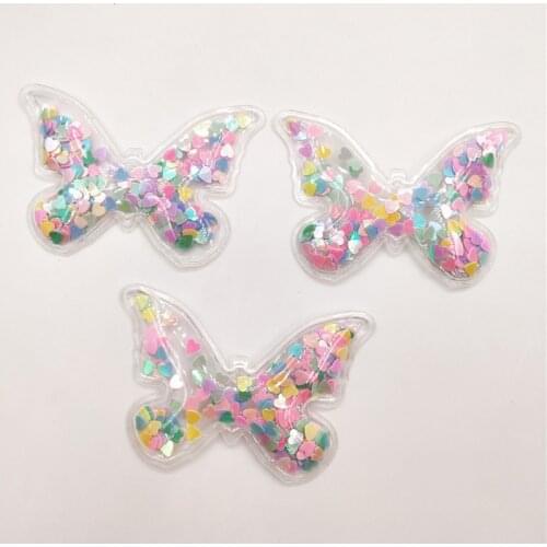 12pcs/lot 7x5cm Mix color Transparent Butterfly Sequins Flowing Appliques DIY Accessories Craft Handmade Decoration