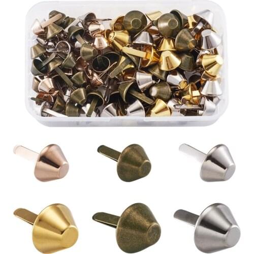 120pcs/box Alloy Purse Handbag Feet Cone Studs Spike Nailheads Brad For Home Decor Embellishment Fastener Brad Jewelry Findings