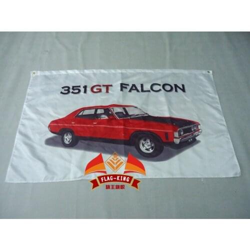 351 falcon car motor racing white flag,90*150CM polyester 351 falcon banner