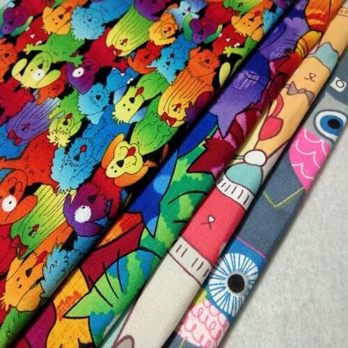 4pcs 23x25cm Pretty Colorful Animals Totoro Dog Owl Printed Cotton Fabric Bundle DIY Sewing Patchwork Doll Cloth Decoration
