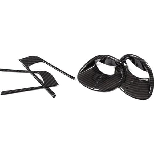 4 Pcs For Alfa Romeo Giulia Stelvio 2016-2018 Car Accessories: 2 Pcs Front Belt Cover & 2 Pcs Steering Wheel Frame