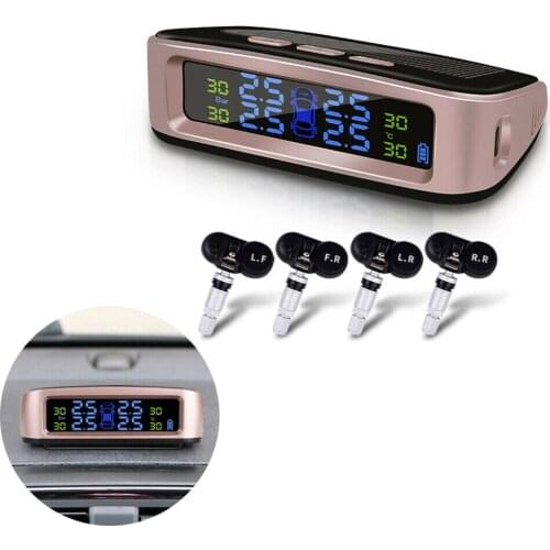 4X External Sensors Car Security Smart Tyre Control Solar Wireless TPMS Tire Pressure Monitoring System