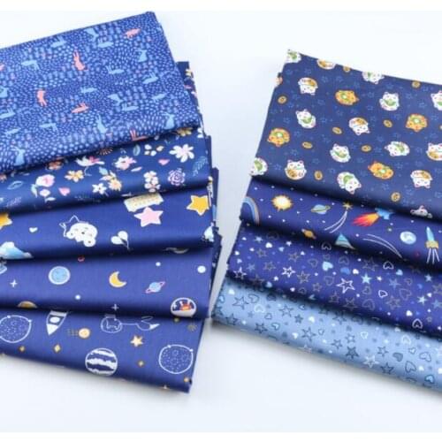 50*160 CM Cartoon Space Rocket Printed Cotton Fabric Handmade Materials For Baby Kids Clothes Home Textile Bedding Sheet Making