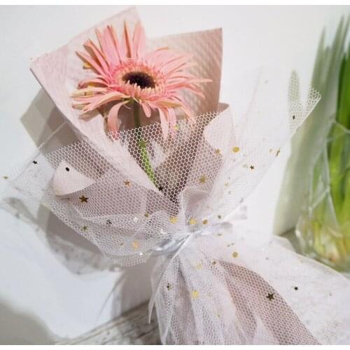 50cmx5yards Gold Star Mesh Flower Packing Roll Romantic Bouquet Gift Wrapping Packing Party Supplies