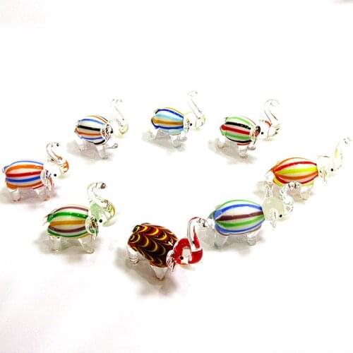 8pcs Handmade miniature Murano glass elephant figurines line art design crafts Ornament home room desktop decoration accessories