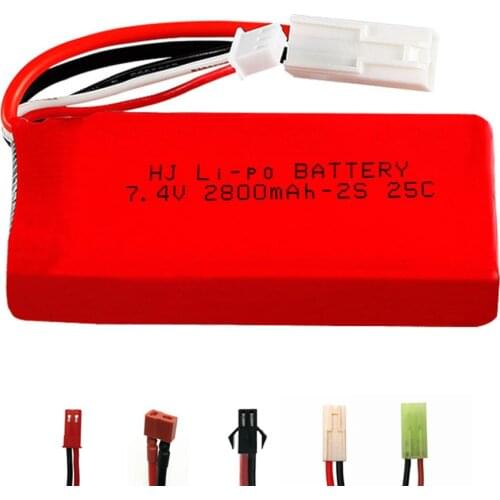 7.4V 2800mAh 25C Lipo Battery for Feilun FT009 RC toys Boat Spare Parts 7.4V high capacity lipo battery with SM/JST/EL-2P/T Plug