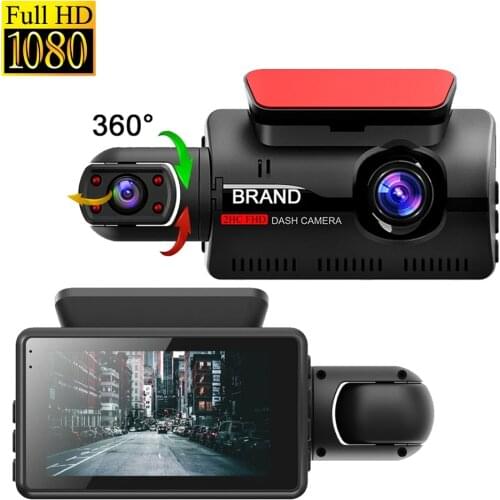 Mini Car Front Camera DVR Video Recorder 3-Inch IPS Screen 2 In 1 Dual Lens FHD 1080P Dash Cam Night Vision Dashcam Black Box