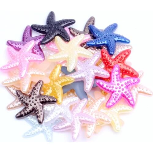 200pcs 20mm Starfish Imitation Pearls Flatback Starfish Beads Cute For Nail Cellphone Laptop Art Scrap Booking Diy