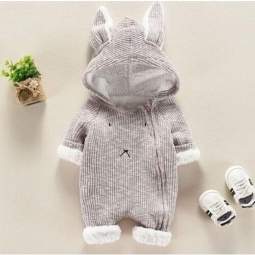 Canis Toddler Baby Boys Girls Rabbit Ears Hooded Romper Jumpsuit Outfits Set