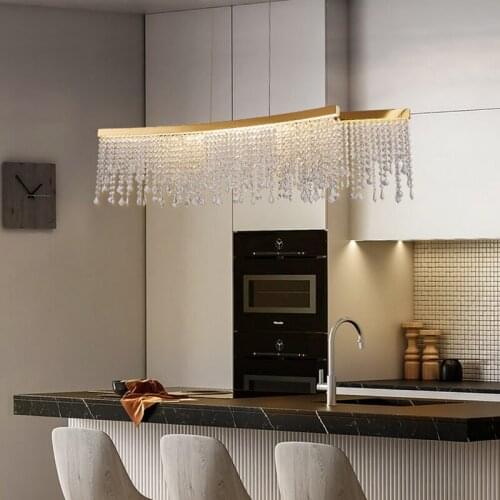 YOOGEE ART DECO Crystal chandelier for Dining room Gold Kitchen Island Lamp Creative Hanging Light Home Decor LED Simple Dimmer