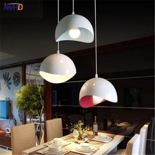 IWHD American Country Style Hemisphere LED Pendant Light 120cm Wire E27 / E26 Socket Droplight indoor Decoration Hanging Lamp