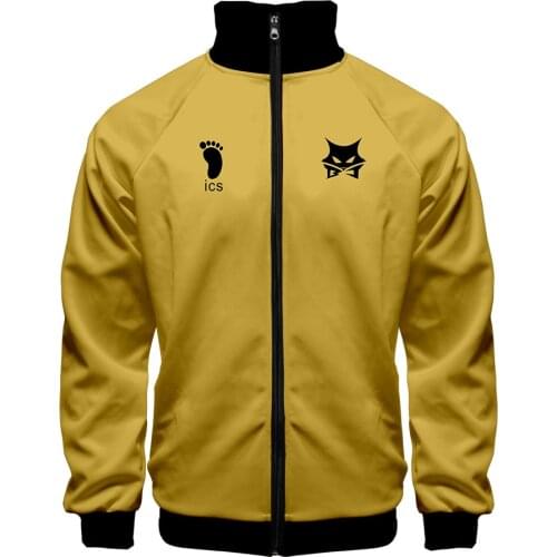 Japan Anime Haikyuu Cosplay Costume Msby Black Jackals Volleyball Club Harajuku Cardigan Stand Collar Zipper Baseball Jacket