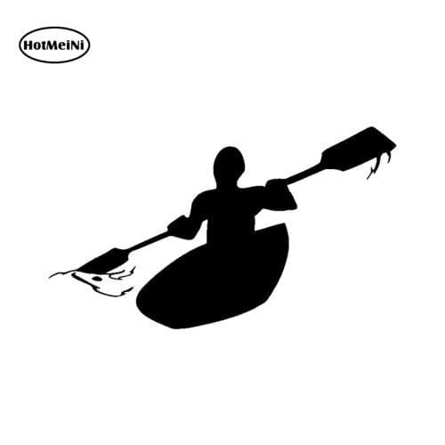 HotMeiNi Creative Sports Kayak Canoe Car Sticker Vinyl Decal For Window Bumper Laptop Kayak Waterproof Black/Silver 15*7.4cm