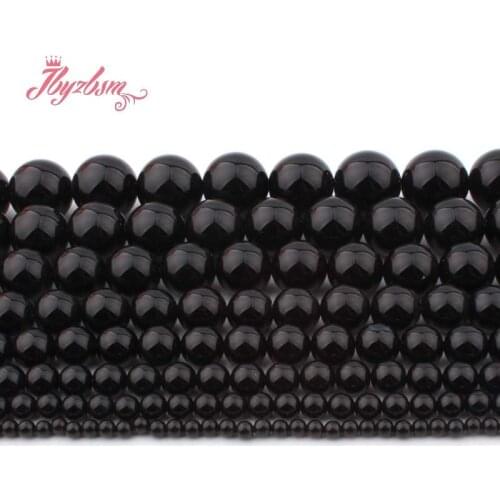 4,6,8,10mm Smooth Round Black Agates Onyx Natural Stone Loose Beads For DIY Necklace Bracelat Jewelry Making 15" Free Shipping