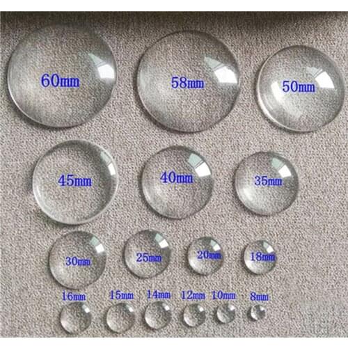 Hot 8-58mm Round Flat Back Transparent Clear Glass Cabochon for DIY Charm Pendant Necklace Jewelry Making