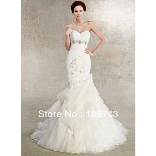 2018 Crystal Applique Lace Mermaid rhinestone rhinestone sweetheart bridal gown vestido de noiva mother of the bride dresses