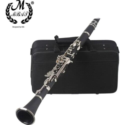 M MBAT Black Clarinet B Flat 17 Key High quality Woodwind Instrument Bakelite Clarinet With Box Cleaning Cloth Music Accessories
