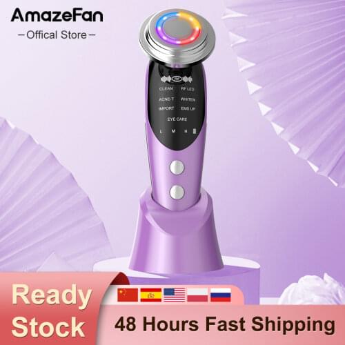 AmazeFan 7in1RF EMS Facial Massager LED Skin Rejuvenation Radio Mesotherapy Electroporation Face lifting Wrinkle Remover