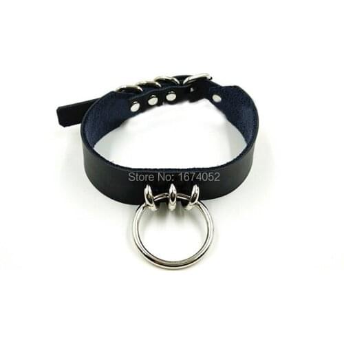 Harajuku Fashion Girl 100% Handcrafted Leather Choker BDSM O-Round Punk Gothic FETISH Collar Necklace