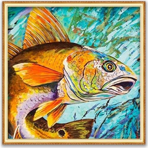 Animal Carp DIY 11CT Cross Stitch Embroidery Kits Needlework Craft Set Cotton Thread Printed Canvas Home Decoration Dropshipping