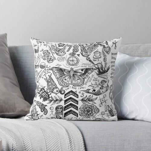One Direction tattoos Throw Pillow Cushion Cover Polyester throw pillows case on sofa home living room car seat decor 45x45cm