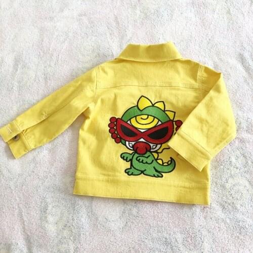 2021 New Autumn Boys Toddler Jacket Kids Coats for Girls Baby Sweater Denim Jacken Dinosaur Pacifier Coat