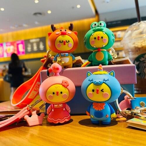 New Cartoon Ai Meng Chicken Keychains Cute Animal Doll Keyring Female Couple Car Backpack Pendant Key Chains Gifts