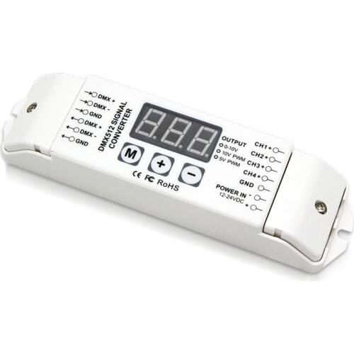 New Led DMX To 0-10V Signal Converter 12V-24V 4 Channel Output DMX512 Dimming Driver Module DMX PWM Controller Digital Display