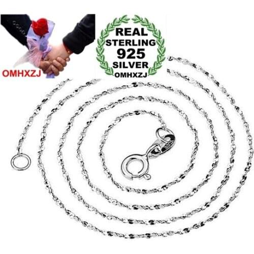 OMHXZJ Wholesale Fashion Woman 16 & 18 inch 1.1mm Platinum 925 Sterling Silver babysbreath Twisted Short Chains Necklaces NK02