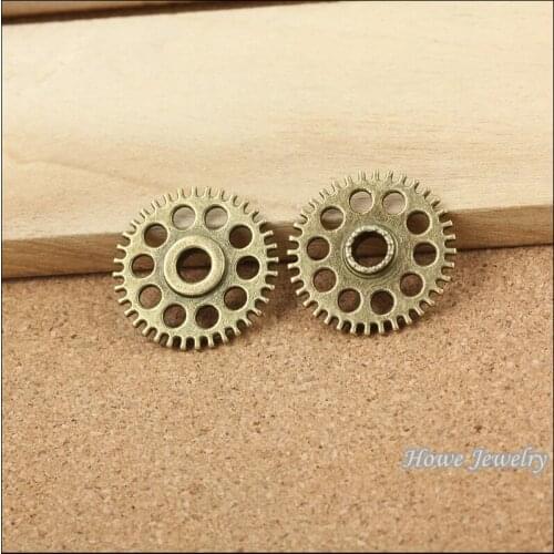 Wholesale 34 pcs Vintage Charms Gear Pendant Antique bronze Fit Bracelets Necklace DIY Metal Jewelry Making 10013