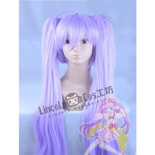 100cm Pripara Manaka Laala Purple Cosplay Costume Wigs With Chip Removable Ponytails + Wig Cap