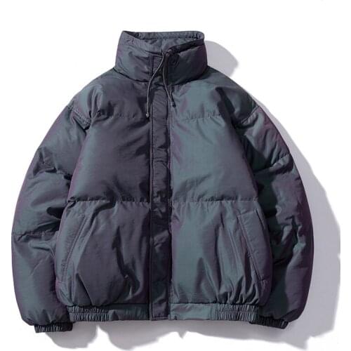 Winter Warm Reflective Parka Men Cotton-Padded Clothes Coats Thicken Outerwear Fashion Street Waterproof Thick Jackets Tops Male