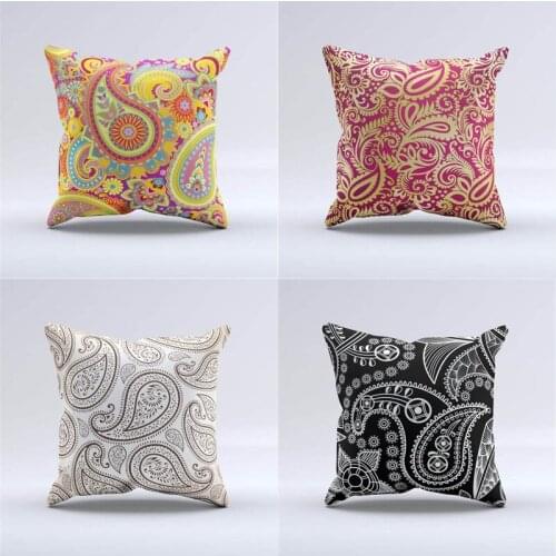 Paisley Geometric Cushion Pillow Bohemia Abstract Flower Pillow Case Morocco Beauty Chair For Sofa Throw 43Cm Linen Plain