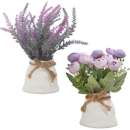 Lifelike Artificial Bouquet Faux Flowers with Resin Vase Plant Potted for Wedding Home Bedroom Living Room Table Decor Ornament