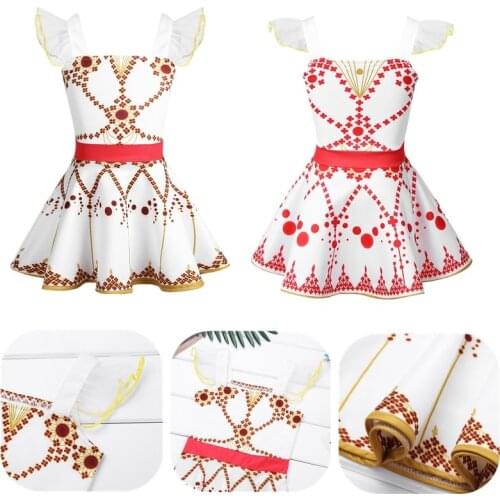 Kids Ruffled Sleeves Ballet Dress Fancy Party Dress Ballerina Dance Costume Girls Printed Figure Skating Tutu Dress Dancewear