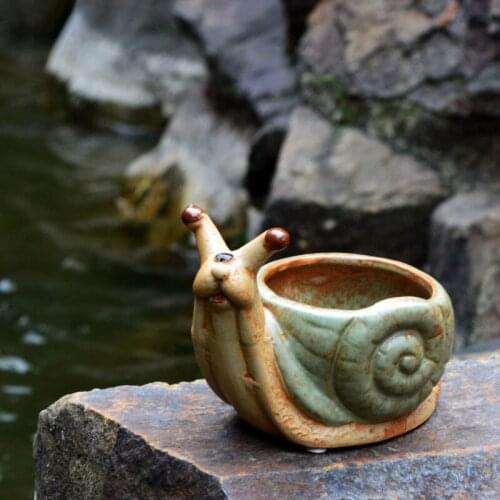 Garden Decoration Ceramics Animal Lawn Ornaments Snail Potted Plants Pot Outdoor Decor Courtyard Landscape Crafts Furnishings