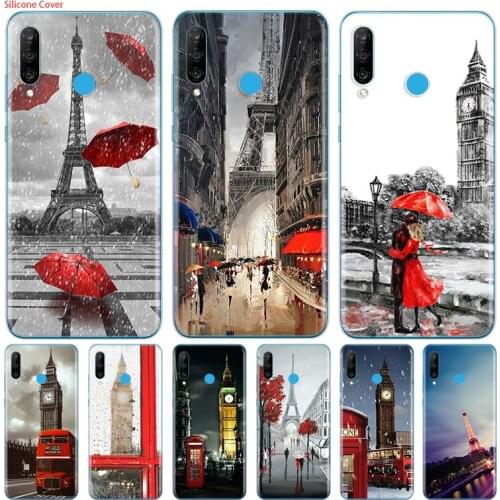 Eiffel Tower London city Silicone Cover For Huawei P40 P30 P20 P10 P9 P8 Pro Plus Lite E Mini 2019 2017 Phone Case
