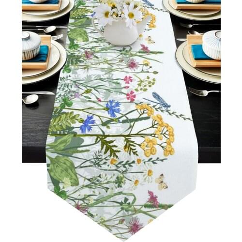 Flowers Butterfly Dragonfly Table Runner Wedding Decor Cake Tablecloth and Placemat Dinning Table Decoration Table Runner