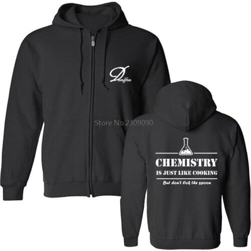 Funny Print Chemist Is Just Like Cooking Sweatshirt Coat Men Cotton Fleece Chemistry Hoodies Tops Coat Harajuku Streetwear