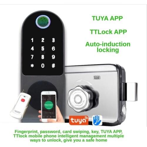The old-fashioned door is equipped with TUYA TTlock smart electric lock fingerprint password swiping card mobile phone smart