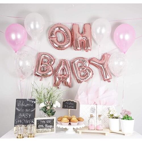 1set 16 Inch Oh Baby Letter Foil Helium Balloons Baby Shower Birthday Party Decoration Gender Reveal Inflatable Balloons Supply
