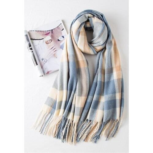 Knitting Warm Custom Imitation Cashmere Shawl Lady Autumn and Winter Color Scarf