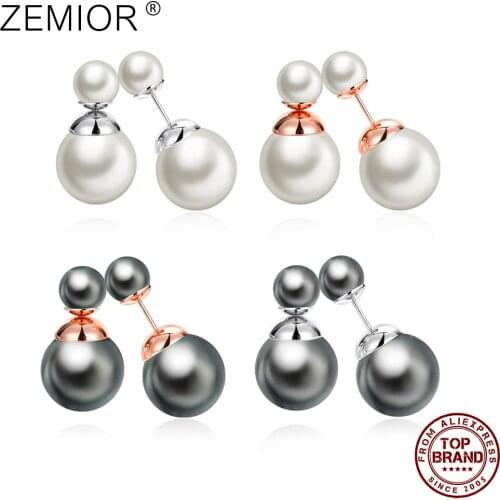 ZEMIOR Double Round Pearl Stud Earrings For Women Personality Cute 4 colors Earring Fashion Party Anniversary Jewelry Hot Sale