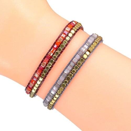 Womens Fashion Handmade Crystal Copper Bead Braided Bracelet Purple Crystal Braided Bracelet