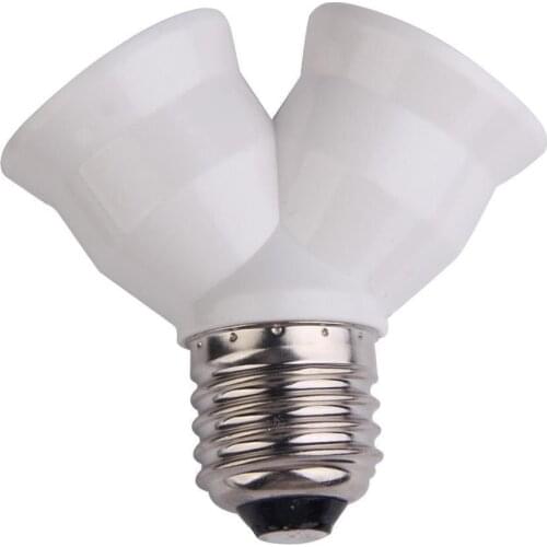 1 Pcs E27 white bulb base 2 lights converter High temperature anti-aging and resistant PBT anti-burning T4I0