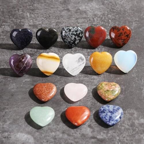1PC20*20*7mm Heart Shape Crystal Natural Quartz White Crystal Mini Colorful Rock Stone Reiki Healing Mineral Specimen Home Decor