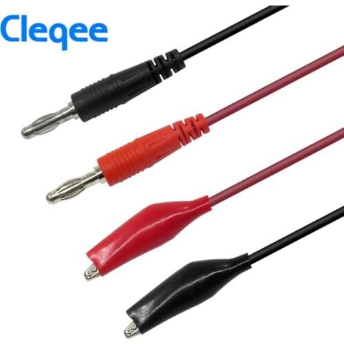 2pcs Cleqee P1038 1Set Double Stitch Alligator Test Lead Clip To Probe Cable For Multimeters
