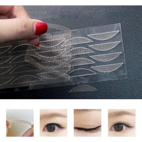 240pcs/10 Packs Gauze Mesh Lace Stickers Stealth Double-fold Eyelid Sticker Without Glue Eyelid Stickers